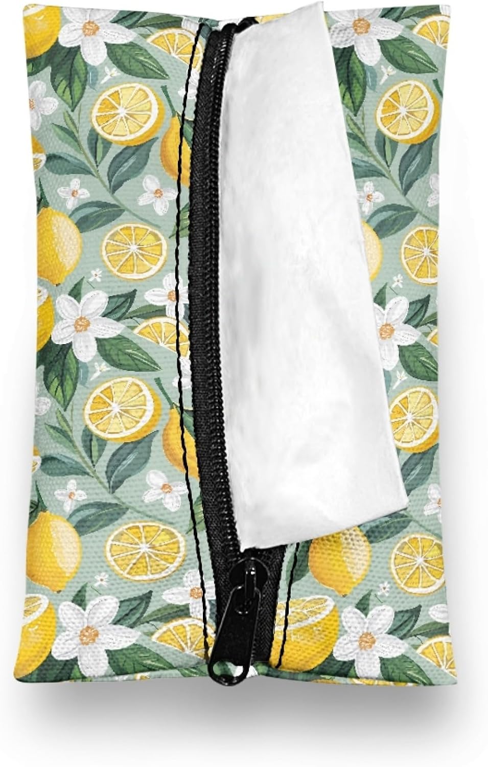 Lemon Flower Reusable Tissue Holder for Purse Small Lemon Tissue Holders Zipper Pouch Coin Makeup Bags for Travel