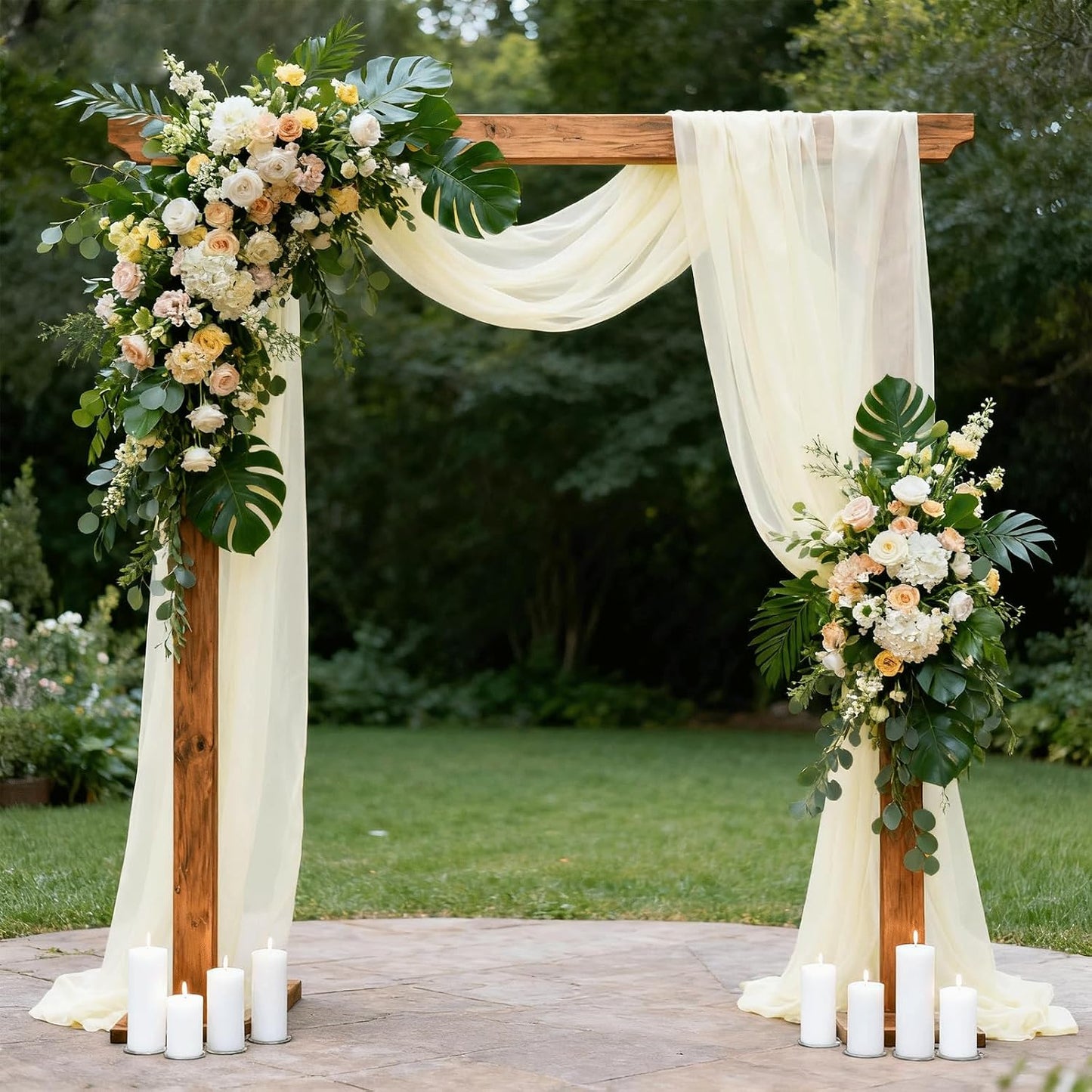 Wedding Arch Draping Fabric 29" x 18 FT Light Yellow Sheer Chiffon Outdoor Curtain Drapes for Wedding Birthday Party Ceremony Decor(1 Panel, Light Yellow)