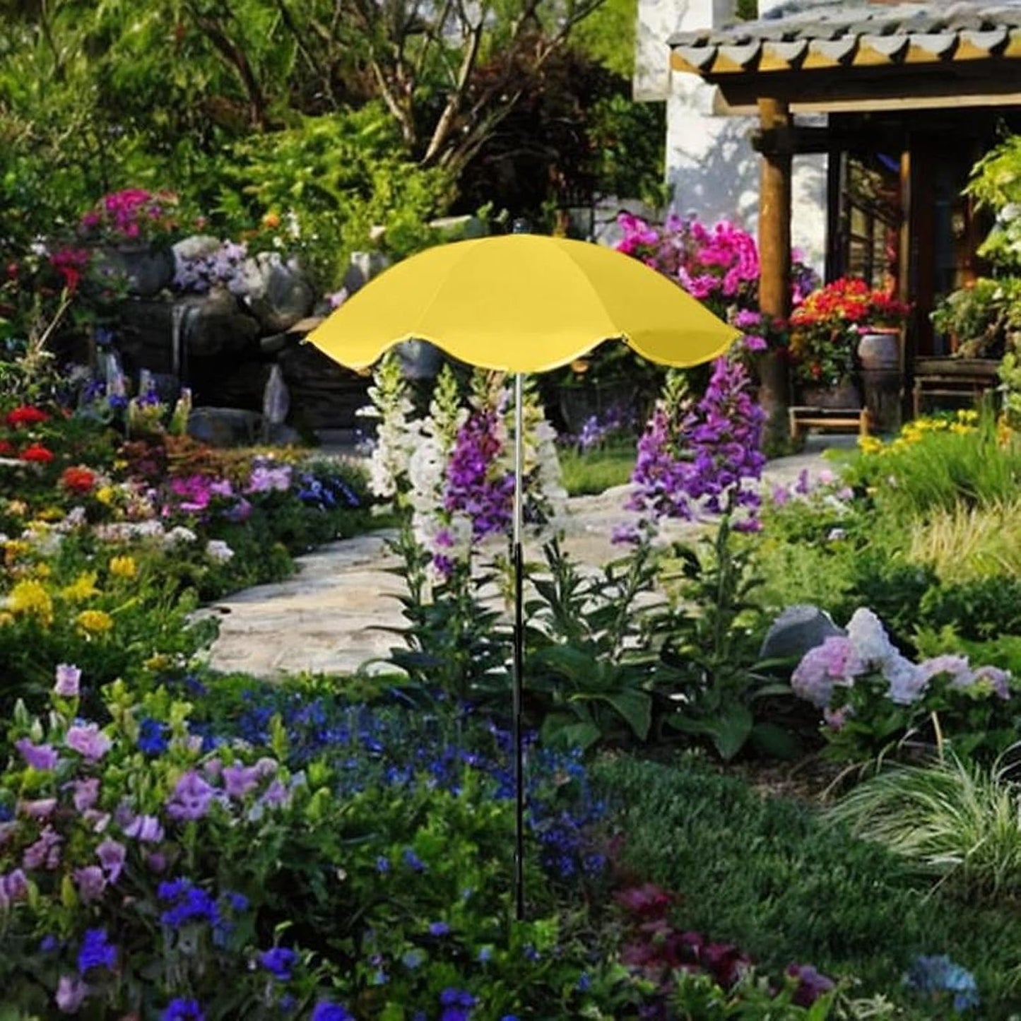 Plant Umbrellas for Outdoor Plants, Garden Umbrella Shade for Potted Plants and Garden Beds, Yellow