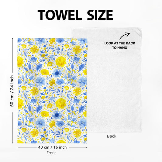 Blue Yellow Flower Kitchen Towels Decorative Set of 2, Watercolor Floral Dish Towels for Kitchen Absorbent Hand Drying Cloth Housewarming Gifts Spring Summer Home Decor 16"x24"