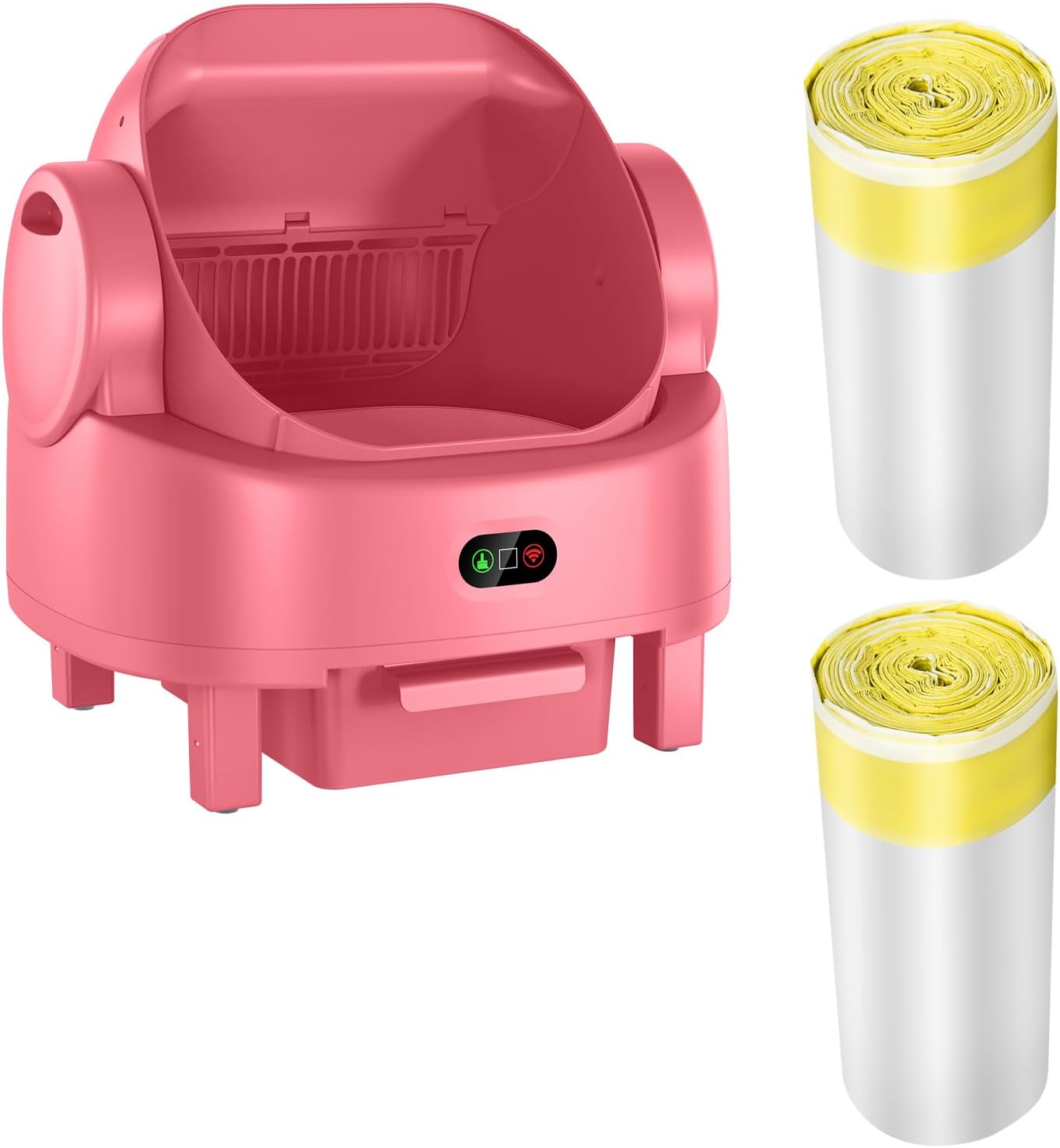 Self-Cleaning Cat Litter Box Liners,Replaced Waste Bags-2 Rolls, Cat Litter Waste Receptacles Bags Thickened Leak-Proof & Odor-Control for Open-Top Self-Cleaning Cat Litter Box (Yellow)