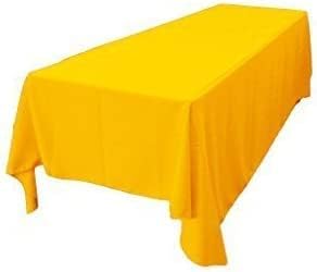 Polyester Poplin Washable Rectangular Tablecloth, Stain and Wrinkle Resistant Table Cover 90x132, Fabric Table Cloth for Dinning, Kitchen, Party, Holiday 90 by 132-Inch, Yellow Dark