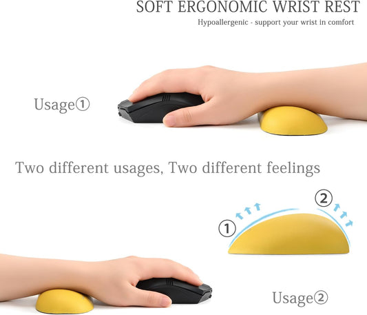 Design-Wave Set of Wrist Rest,Artificial Sheepskin+Memory Foam+Ergonomic+Anti-Slip Gel, Resilience Support During Work and Gaming,Keyboard Accessory,Yellow