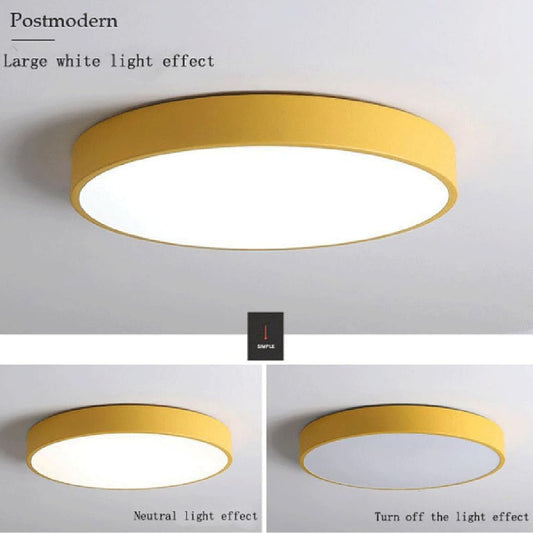 LED Ceiling Light Fixture,16 Inch Modern Round Recessed Ceiling Lights,Dimmable Light,24W Yellow Close to Ceiling Lighting Flush Mount Living Room Bedroom,3000K-6000K