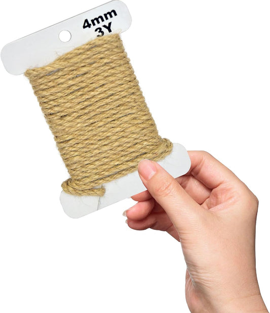 Jute Twine 3Yards Long Twine String for Crafts Gift Wrapping Packing Gardening Crochet Knitting Macrame Decor (Yellow Brown)