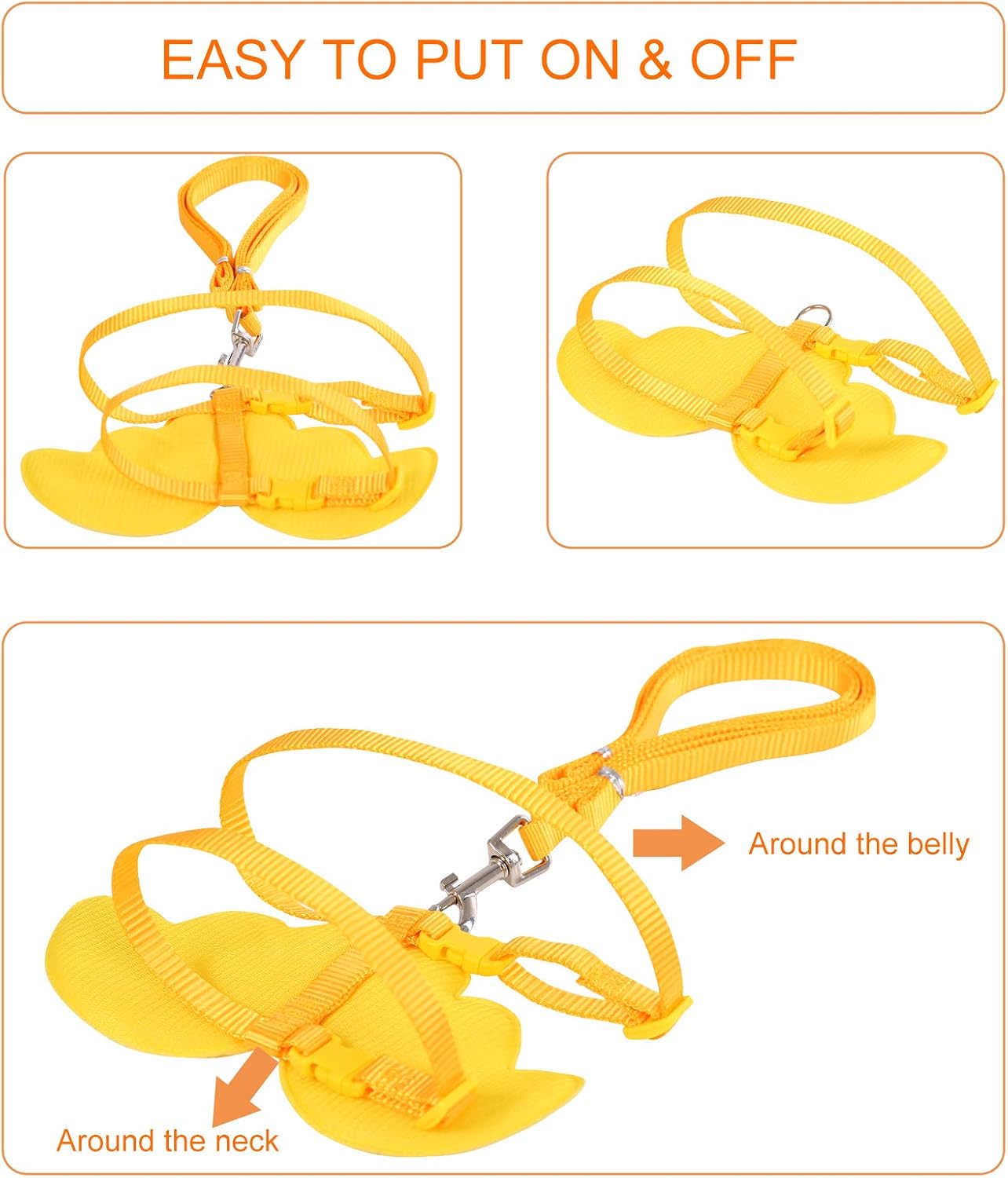 Duck Walking Harness and Leash Chicken Duck Outdoor Training Rope Adjustable Rope for Pet Poultry Hen Cock (M, Yellow)