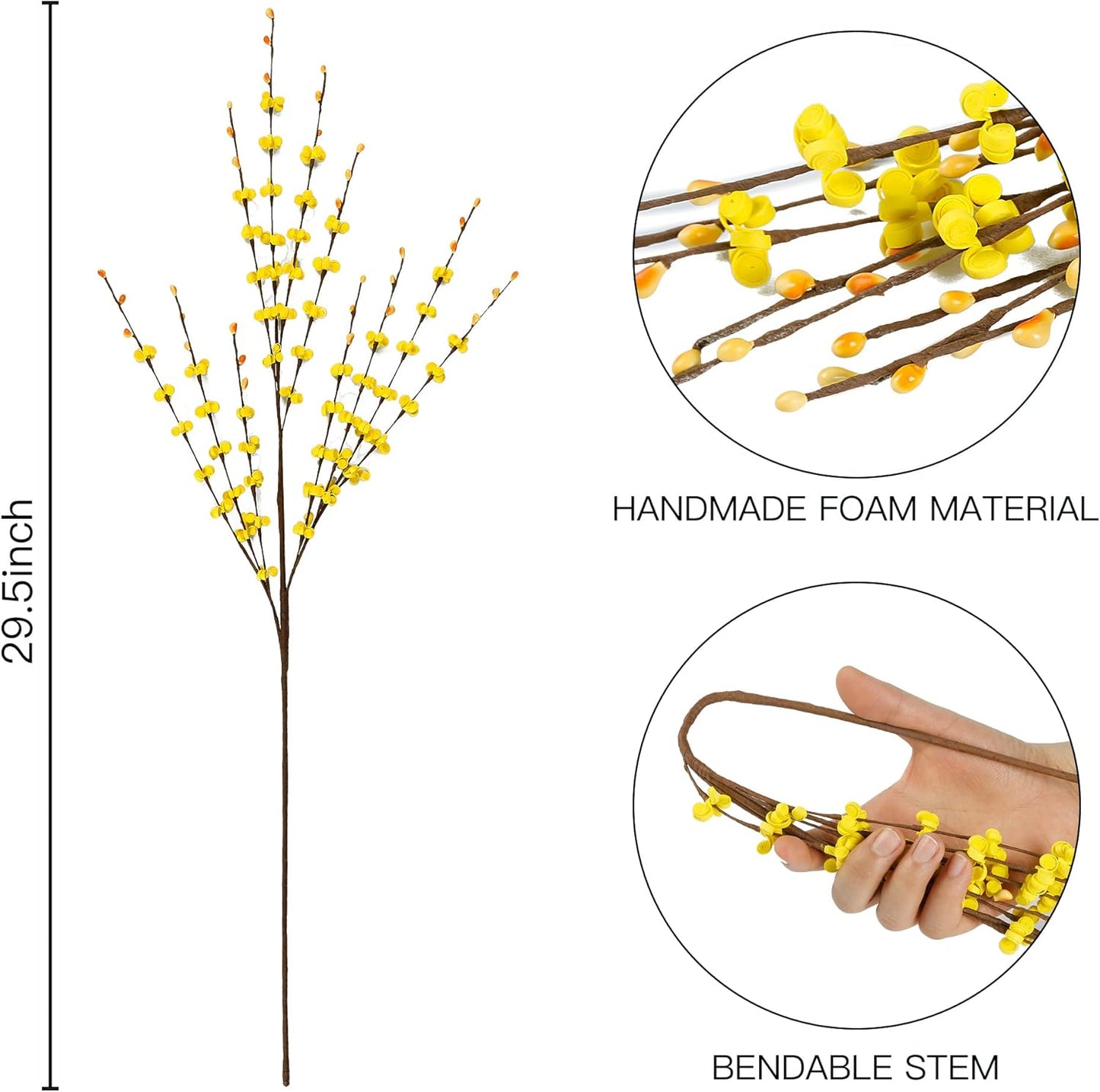 10 Pcs 29.5’’ Long Artificial Jasmine Flowers Tall Fake Flower Bouquet Faux Jasmine Plants Dry Branches for Wedding Home Party Office Hotel Restaurant Kitchen Decoration(Yellow)