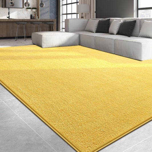 Large Area Rugs for Living Room Bedroom, 4x6 Feet Yellow Rug, Minimalist Modern Shag Rug, Soft Thick Comfy Memory Foam Indoor Carpet, Non-Slip Washable Rug for Boys Girls Dorm Nursery Room Home Decor