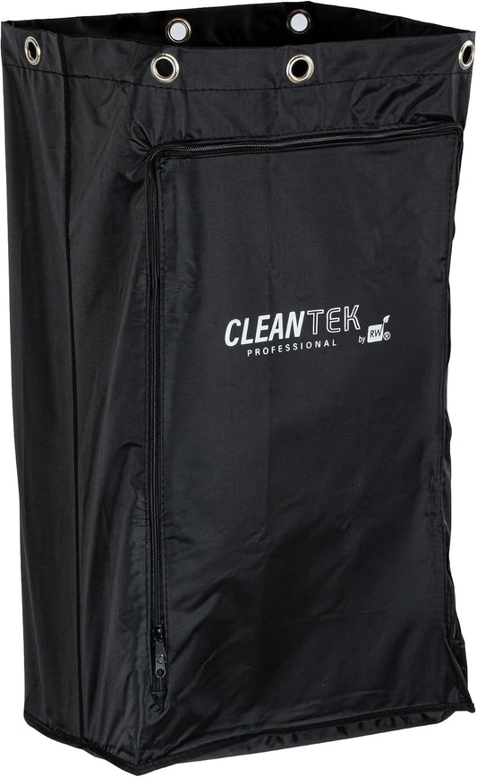 Janitor CART Bag ONLY: Clean Tek Professional 18 Gallon Janitorial Bag, 1 Heavy-Duty Receptacle with Zipper - Janitor Cart Sold Separately, Durable, Yellow Plastic Replacement