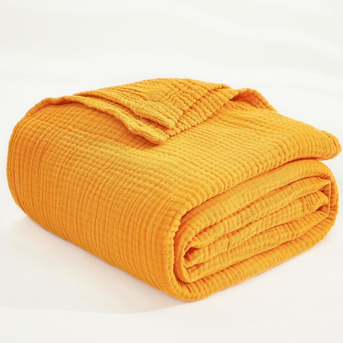 Muslin Blankets for Adults Throw Blanket for Couch Breathable Gauze Soft Lightweight Airy Mustard Yellow King 108" x 90"