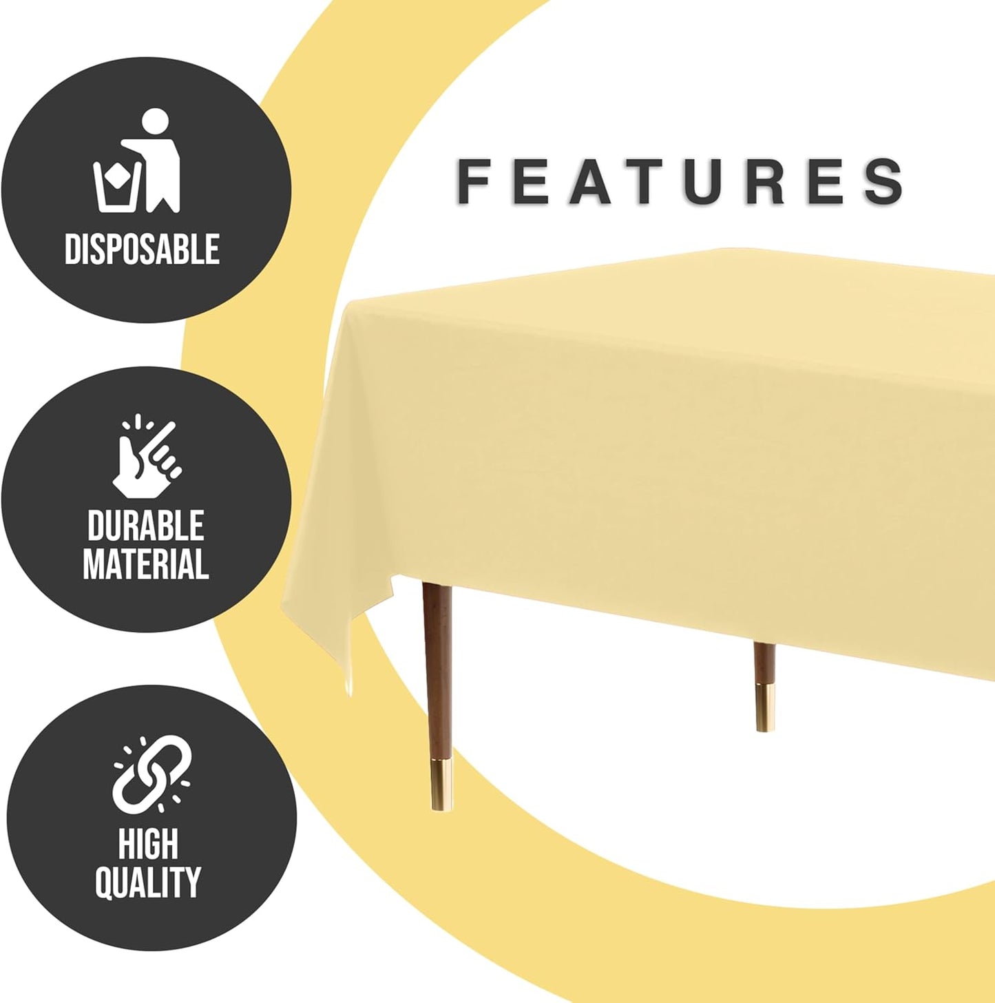 66% Thicker Premium Plastic Table Cloth Rectangle Table Cover 0.5 Mil 6 Pack Light Yellow Table Cloth 54 Inch x 108 Inch Disposable Tablecloth Won't Tear Easily Like Cheap Thin Brands