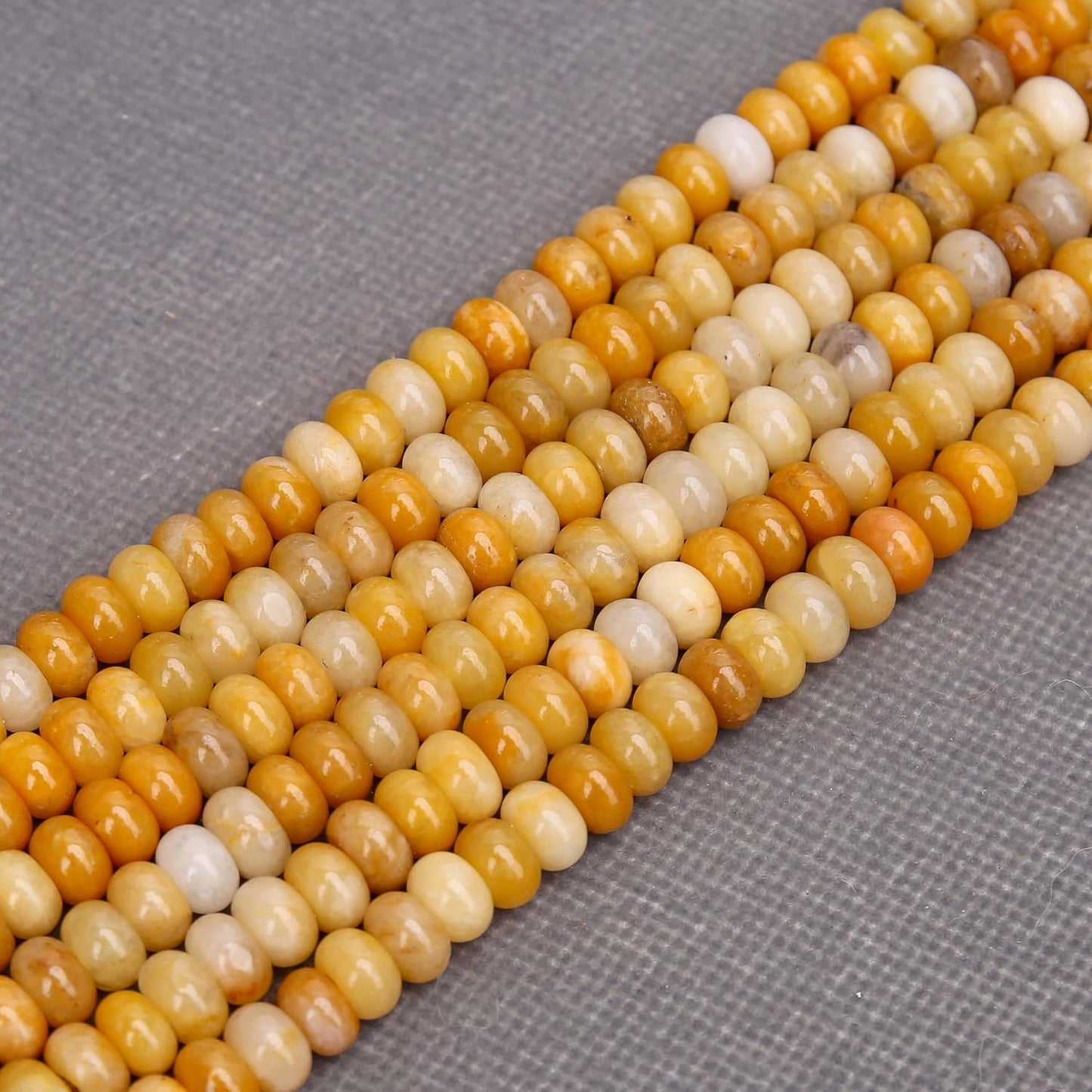 1 Strand Natural 5 * 8mm Yellow Jade Rondelle Beads, Natural Abacus Disk Stone Beads Loose Spacer Gemstone for DIY Bracelet Necklace Jewelry Making