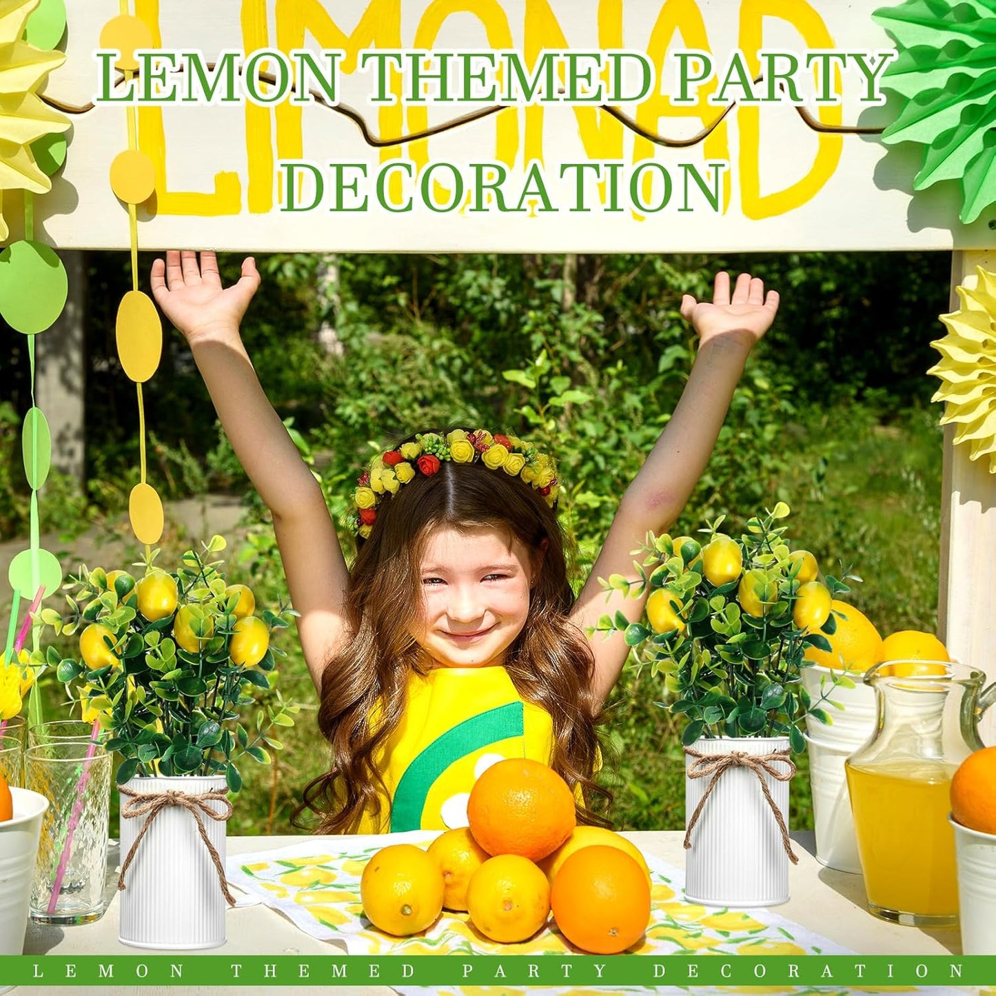 8 Pack Faux Lemon Kitchen Decor and Accessories Metal Lemon Mason Jar Table Centerpiece Decorations for Home Fake Potted Artificial Plant for Summer Tiered Tray Spring Farmhouse