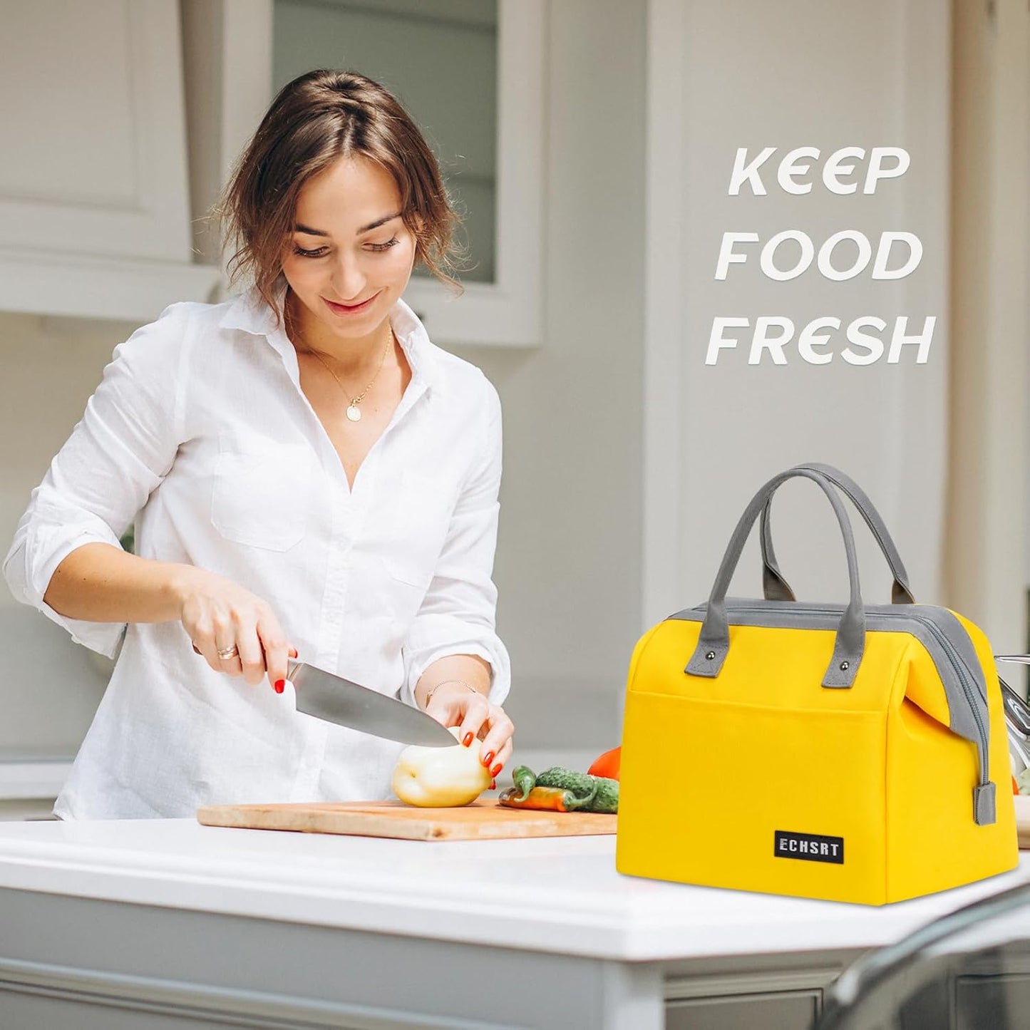 Large Insulated Lunch Bag for Women Men Leakproof Cooler Lunch Tote Bags for Work Travel Adult Thermal Lunchbox for Office -10L Yellow