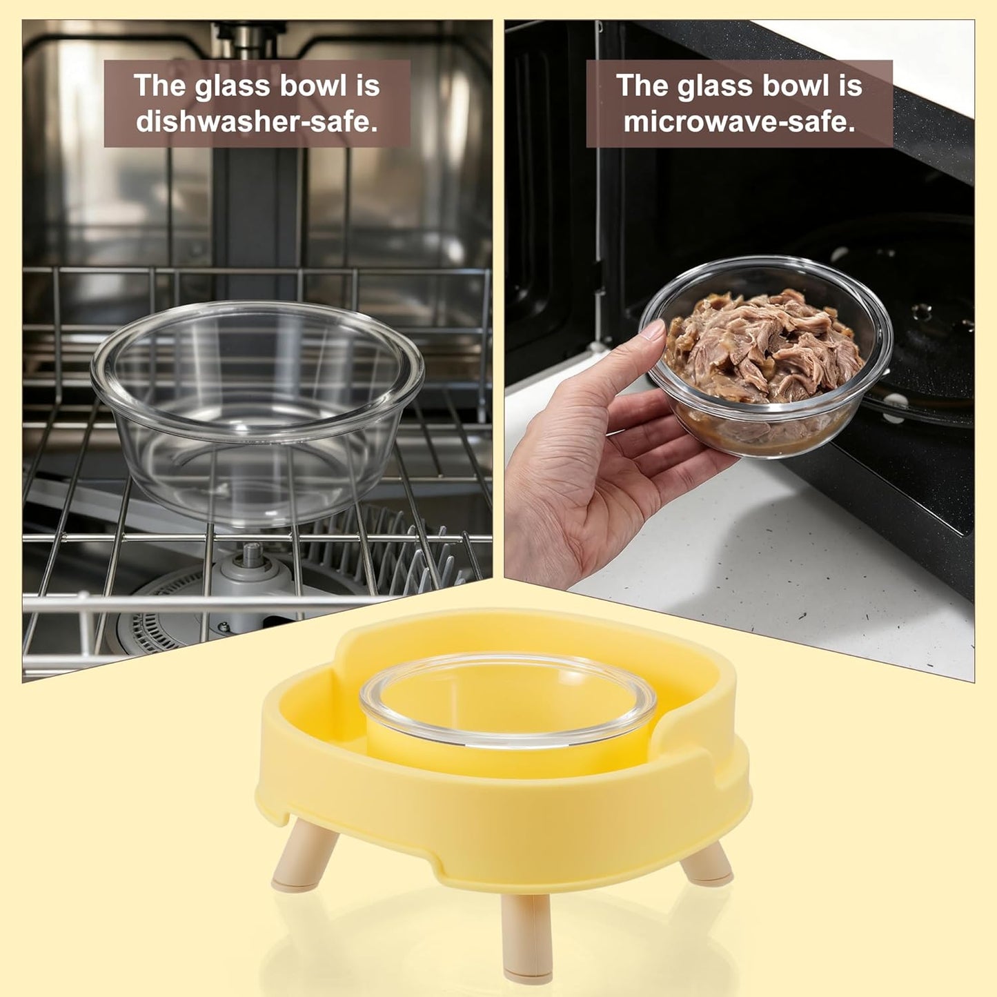 Ant Proof Cat Food Bowl, Elevated Cat Feeding Bowl, Yellow 1pcs | Prevents Ants from Entering and Reduces Neck Stress, Non-Slip Elevated Cat Feeding Bowl