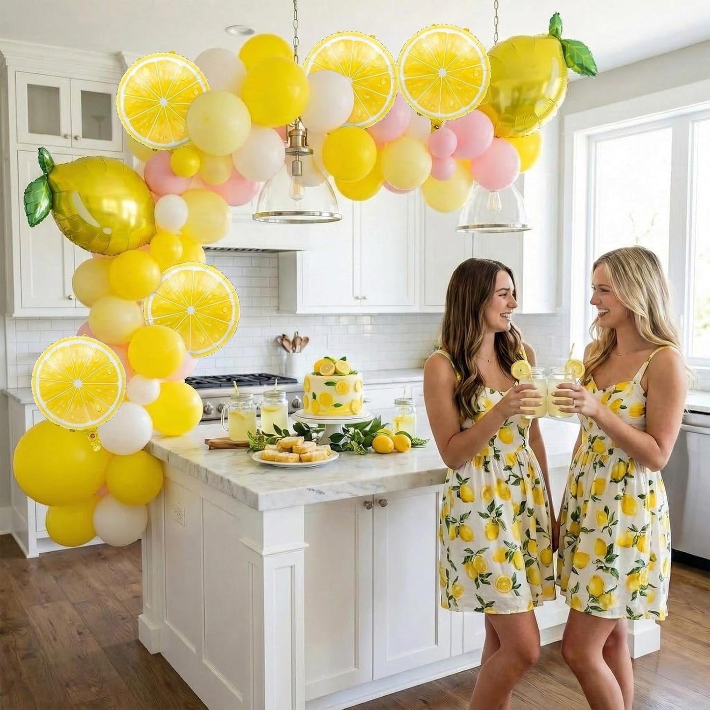 Yellow pink lemon Balloon Garland Arch kit with Sun lemon mylar Balloons for Summer birthday main squeeze Bridal Shower Sweet Baby shower Lemonade Party Decorations lemonade stand supplies