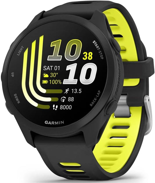 Forerunner 170 Music, 1.2" AMOLED GPS Running Watch, On-Watch Music, 10-Day Battery, Black/Amp Yellow, 010-03920-10 w/Deco Essentials Charging Dock, 2-Pack Screen Protector & 3-Pack Dust Cover