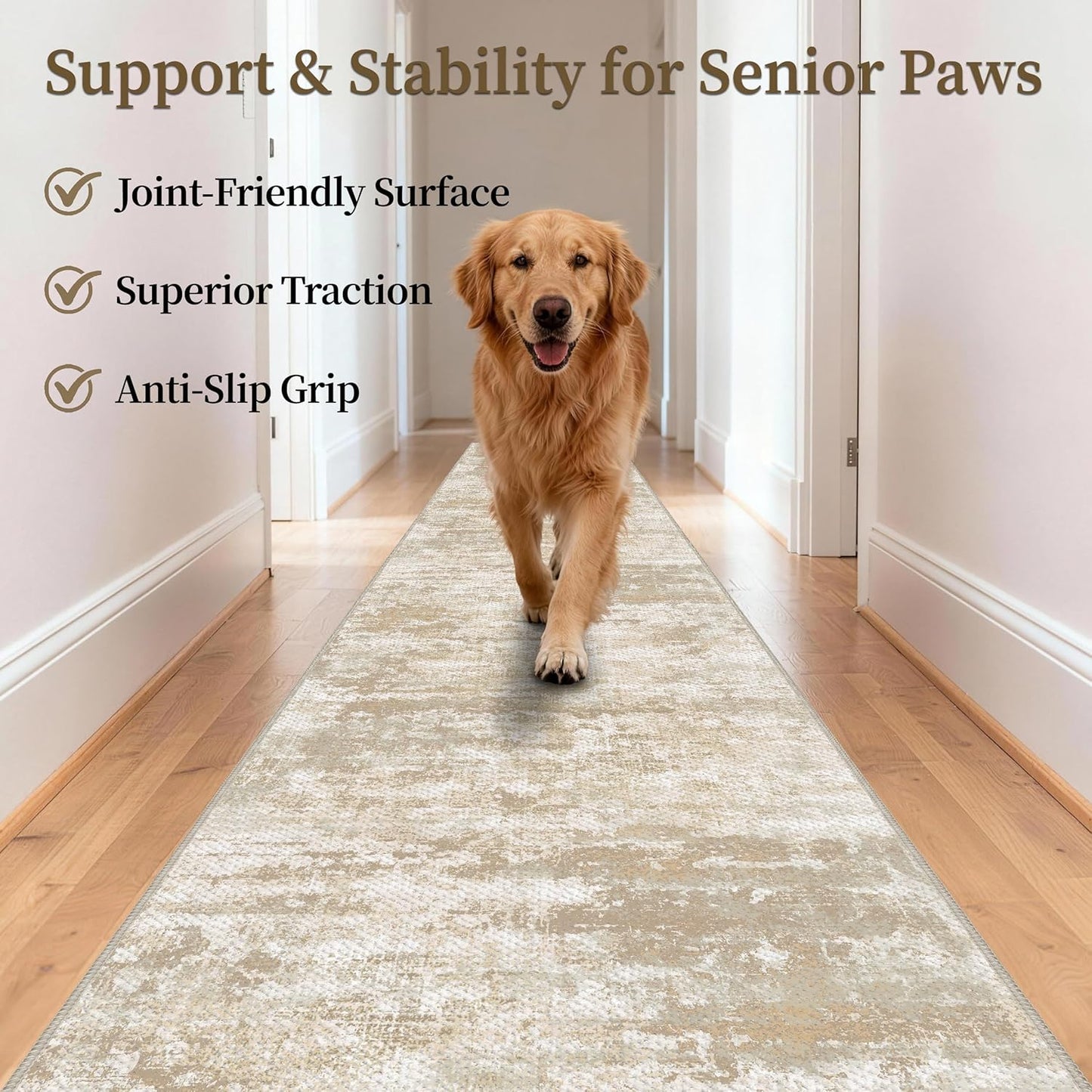 Runners for Hallways Non-Slip 2x10 Long Runner Rugs Washable Abstract Tear and Stain Resistance No Pile Lightweight Modern Rug Runners for Entryway, Kitchen, Walkway, Beige/Yellow