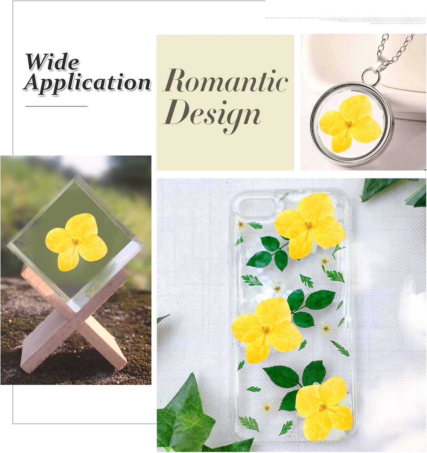 60PCS Dried Pressed Flowers, Natural Real Yellow Hydrangea Dry Flowers for Resin DIY Candle Soap Vase Making Card Scrapbook Jewelry Art Craft Floral Decors