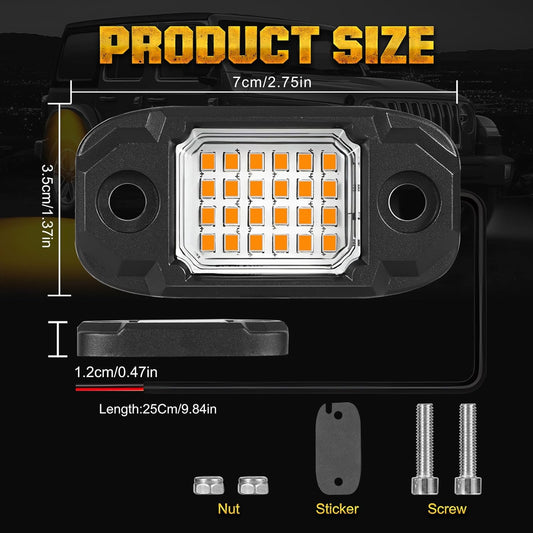 4 Pods Yellow LED Rock Light Waterproof Neon Trail Rig Lamp Underglow Lights for Car Truck Motorcycle SUV ATV UTV (Yellow)