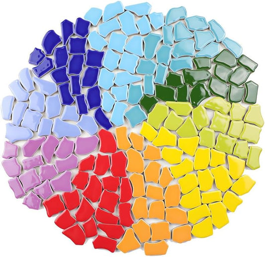 0.99 lb Glue Down Irregular Ceramics Mosaic Tile Adult Children Handmade Ceramics Craft for Outdoor Bathroom Kitchen Home Decoration DIY Art Projects(Yellow)