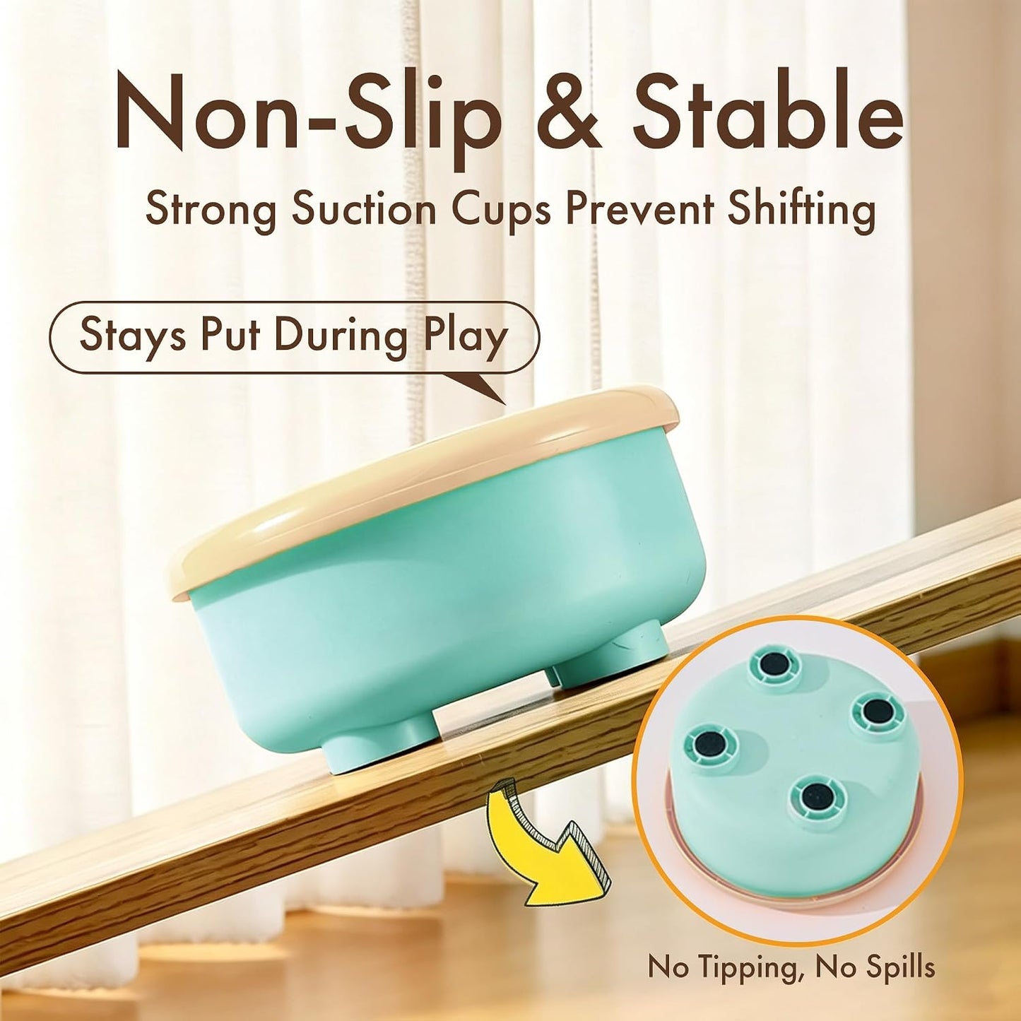 51oz (1.5L) Floating Disk No-Spill Dog Water Bowl, Anti Splash Slow Water Feeder, No-Slip Pet Dispenser for Messy Drinkers, Indoor Outdoor Car Travel, Dogs Cats (Blue and Yellow)