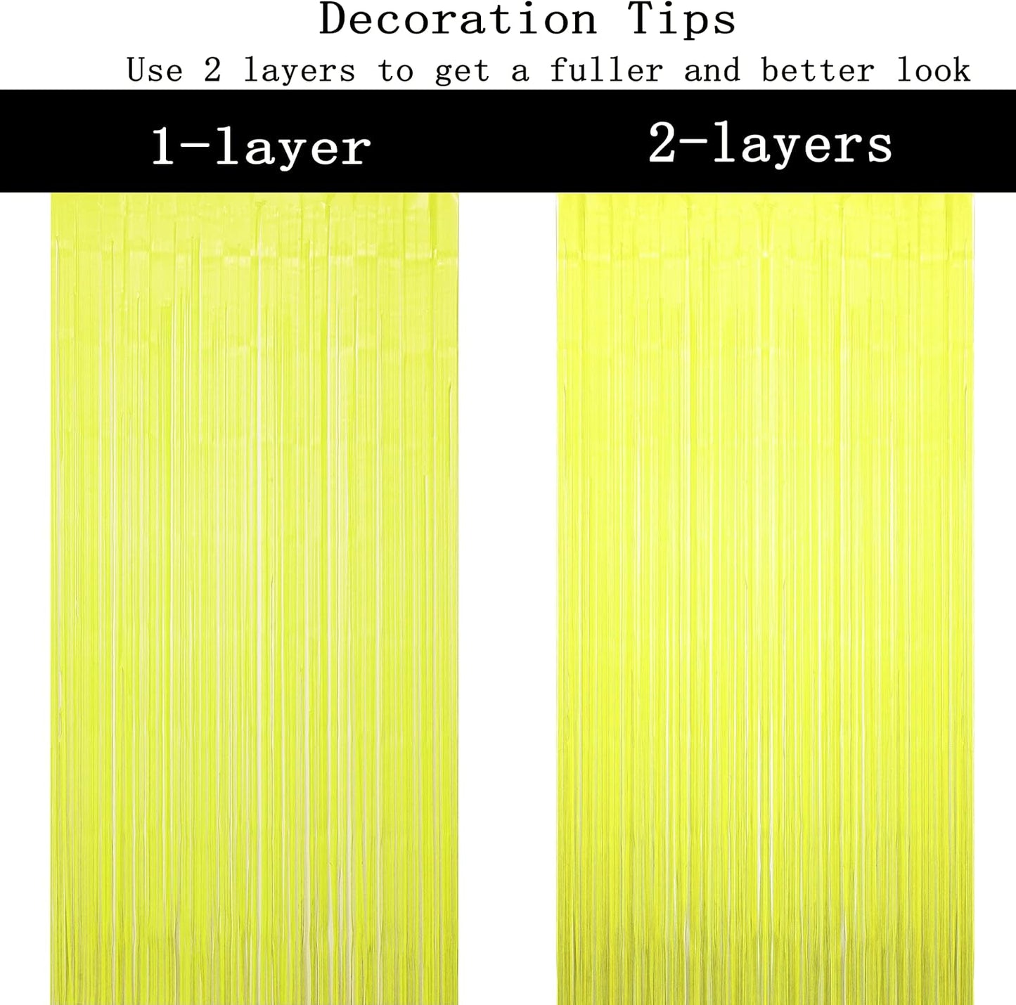 Yellow Metallic Foil Curtain Party Photo Booth Backdrop Wedding Bee Birthday Baby Shower Graduation Summer Engagement Anniversary Celebration Party Backdrop Decoration, 3.2 ft x 6.5 ft, 2pc