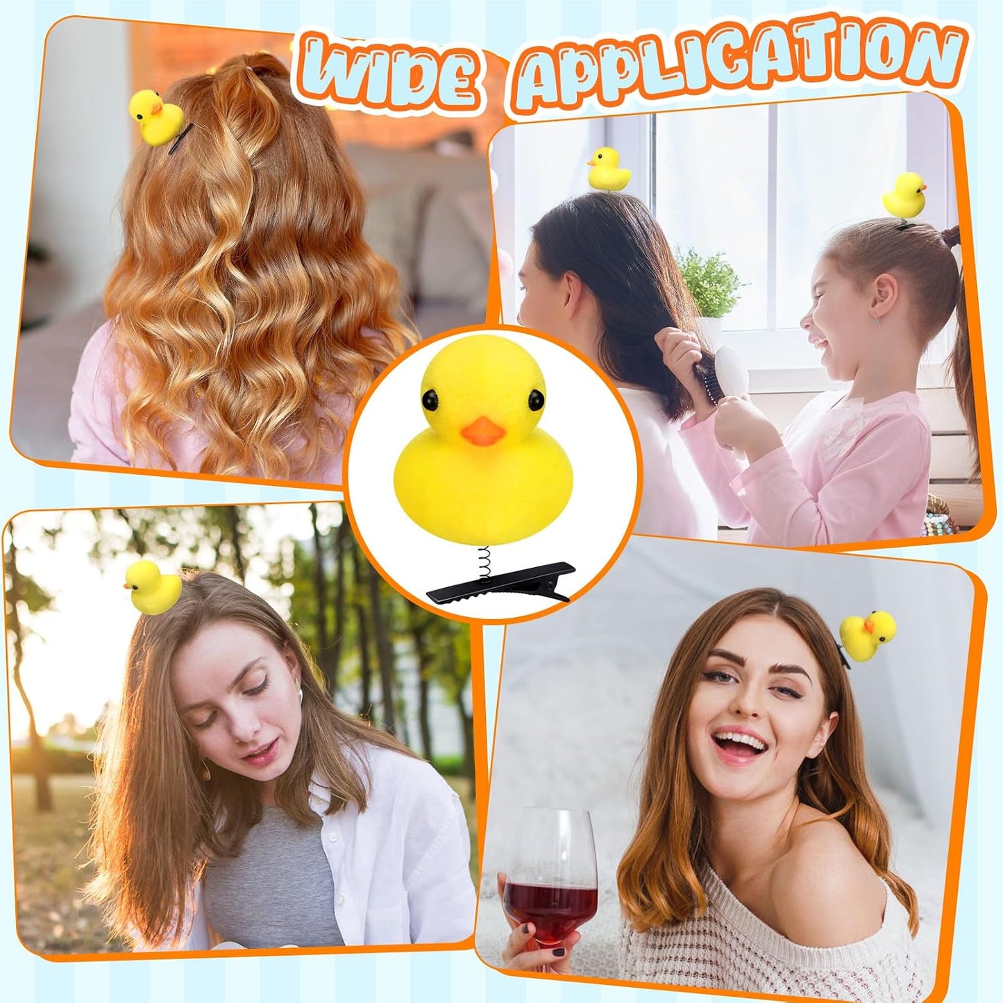 12 Pcs Duck Hair Clips Cute Festival Rave Sprouts Yellow Duck Hairpin Kawaii Cartoon Hair Accessories for Kids Adults Back to School Christmas Summer Party Props(Simple Style)