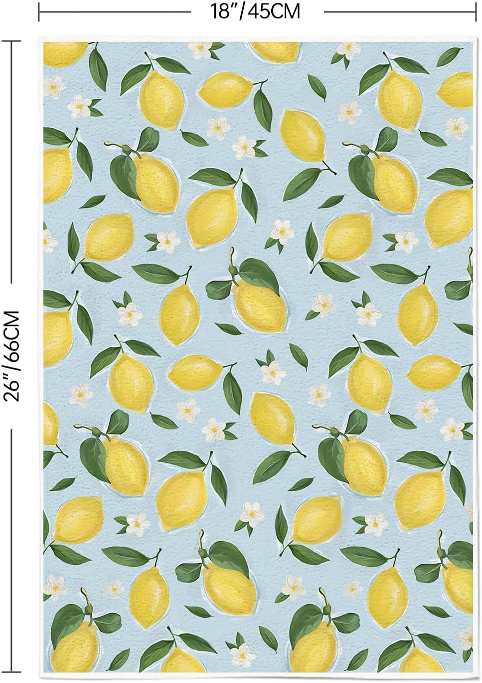 Summer Kitchen Towels 18x26 Inch Set of 2 Lemon Flower Blue Dish Towels Farmhouse Seasonal Holiday Decorative Hand Cloth for Kitchen Bathroom Decorations