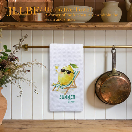 Funny Lemon Kitchen Hand Towels 16x24 Inch, Lemon Gifts for Women Men, Cute Yellow Fruit Summer Time Beach Decorative Hand Towels for Bathroom Kitchen