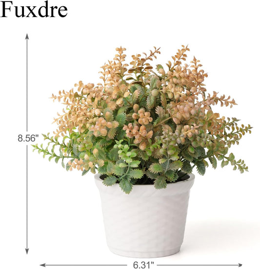 2pcs Small Artificial Plants with Flower Fake Potted Plants for Shelf Decor and Bathroom Plants Decor Livingroom Table and Office Desk(Autumn Yellow)