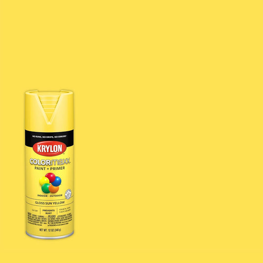 K05541007 COLORmaxx Spray Paint and Primer for Indoor/Outdoor Use, Gloss Sun Yellow, 12 Ounce (Pack of 1)