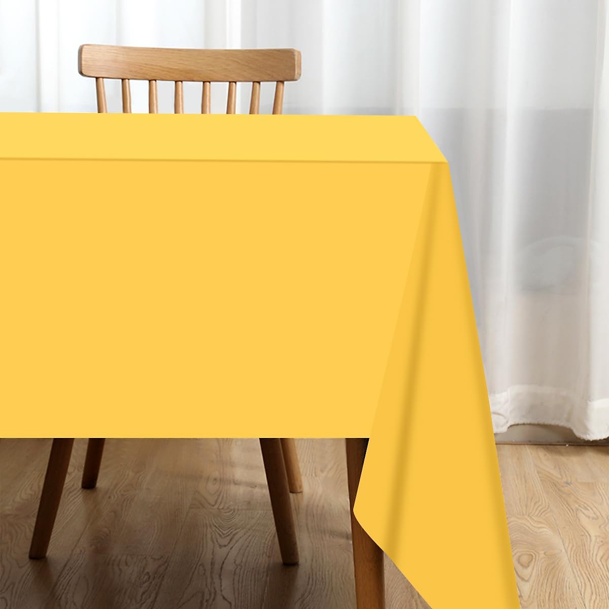 2 Packaging Yellow Plastic Tablecloth, 54 inch x108 inch Rectangular Disposable Party Table Cover, Suitable for Birthday, Graduation, Restaurant, Wedding Decoration Tablecloth