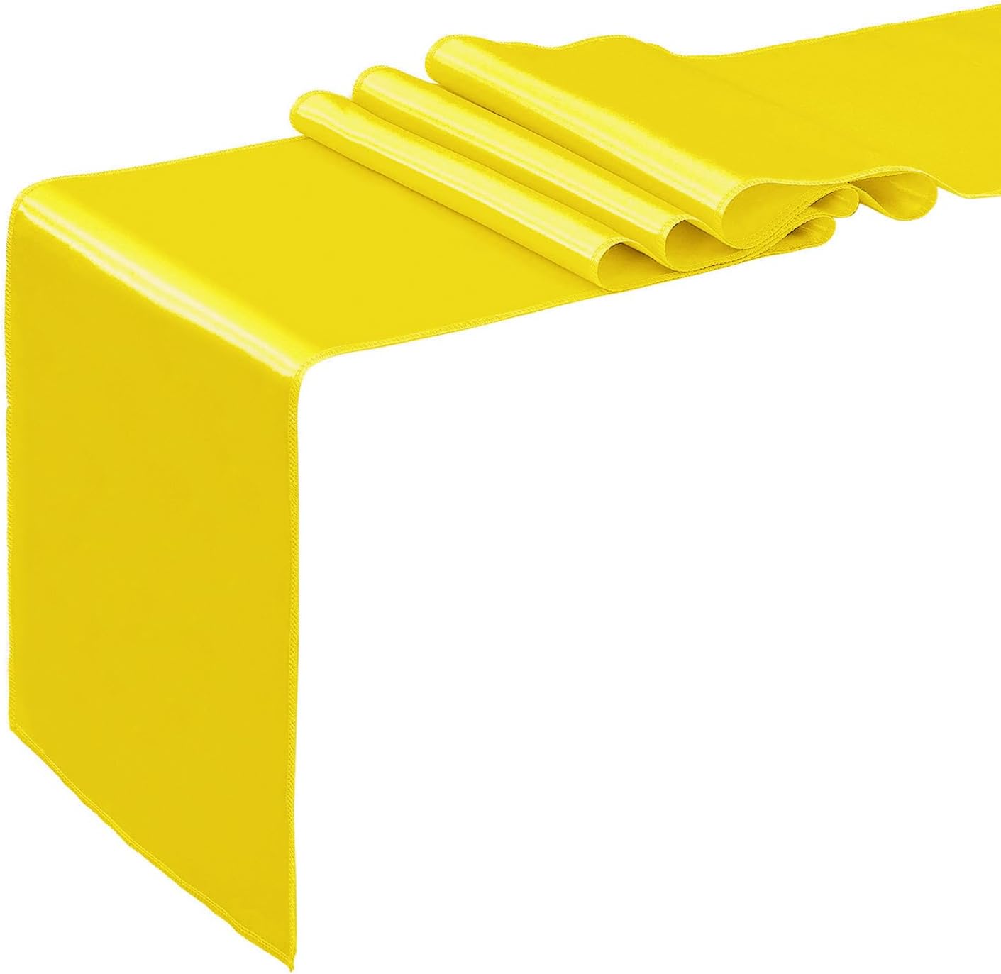 10 Pack Satin Table Runner 12 x 108 Inch Long Yellow Smooth Silk Fabric Table Runner for Birthday Parties Wedding Banquets Decorations.