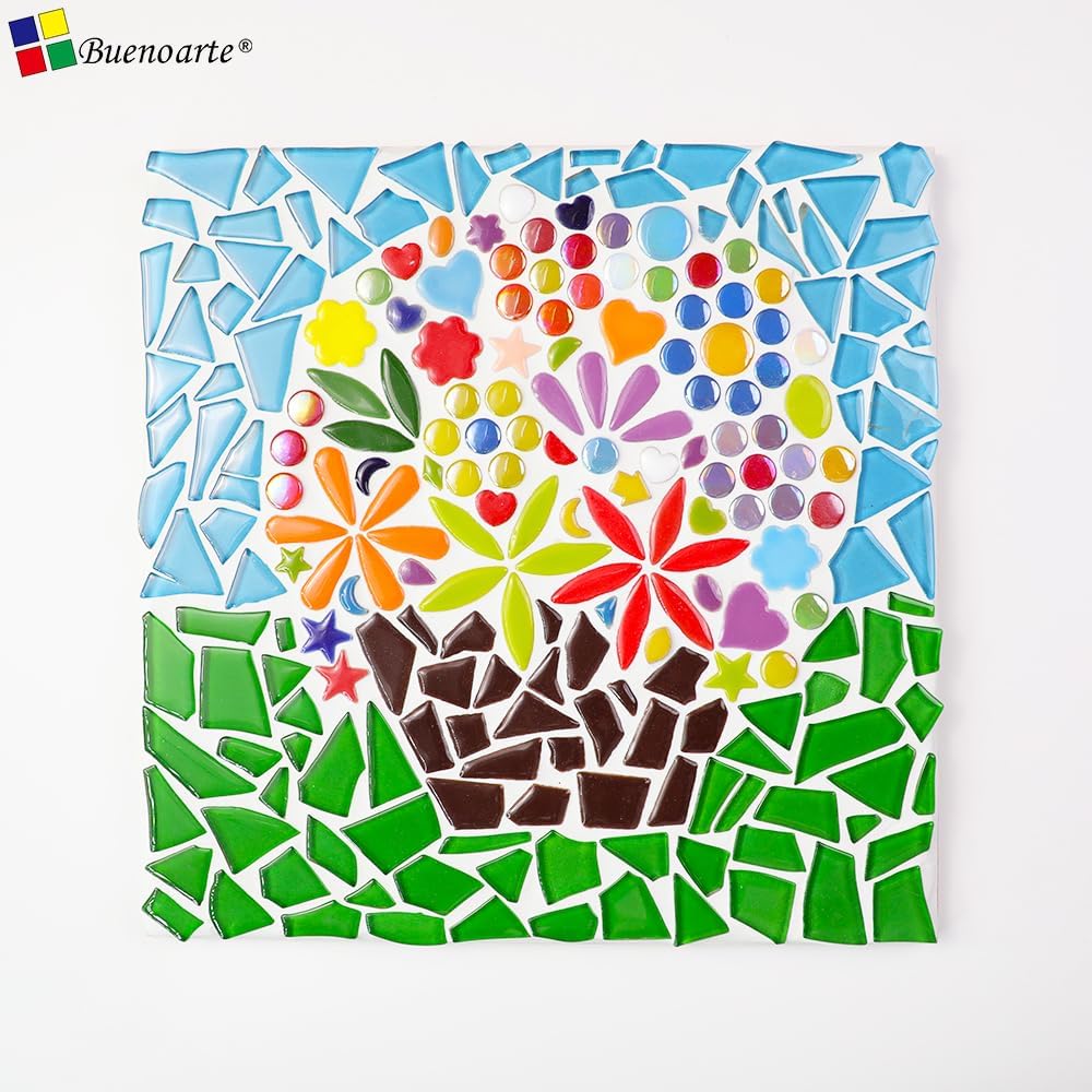 1cm Micro Ceramic Mosaic Tiles for Kids DIY Craft Bulk, Micro Mosaics Pieces suplplies fo Making Mosaic for DIY Craft Photo Frame Kits, Plant Pot, Vases etc.