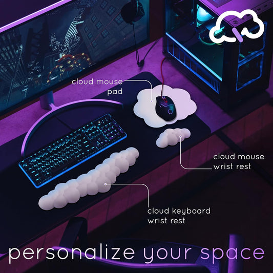 Cloud Keyboard Wrist Rest β Qloud Cloud Wrist Rest for Computer Keyboard and Mouse, Ergonomic Memory Foam Wrist Pad with Non-Slip Base, Includes Cloud Mouse Pad β Yellow
