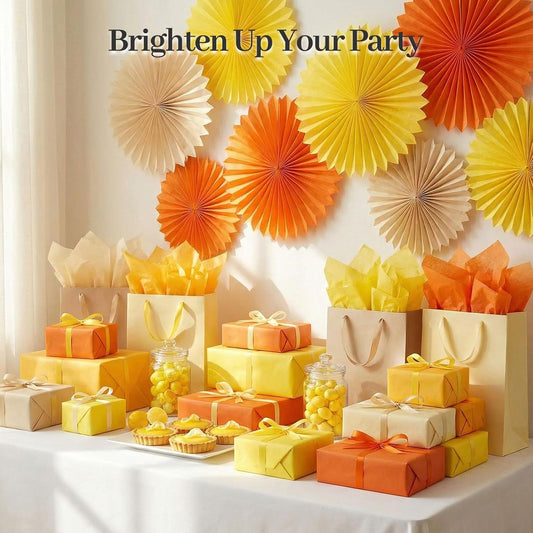 112 Sheets Orange Tissue Paper, 20x14 Inch Yellow Tissue Paper for Gift Bags, DIY Crafts Gift Wrapping Decor