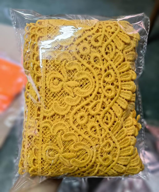 YYCRAFT Lace Trim Embroidery,4 Inch Wide Curtain Tablecloth Slipcover Bridal DIY Sewing (6 Yards,Mustard Yellow)