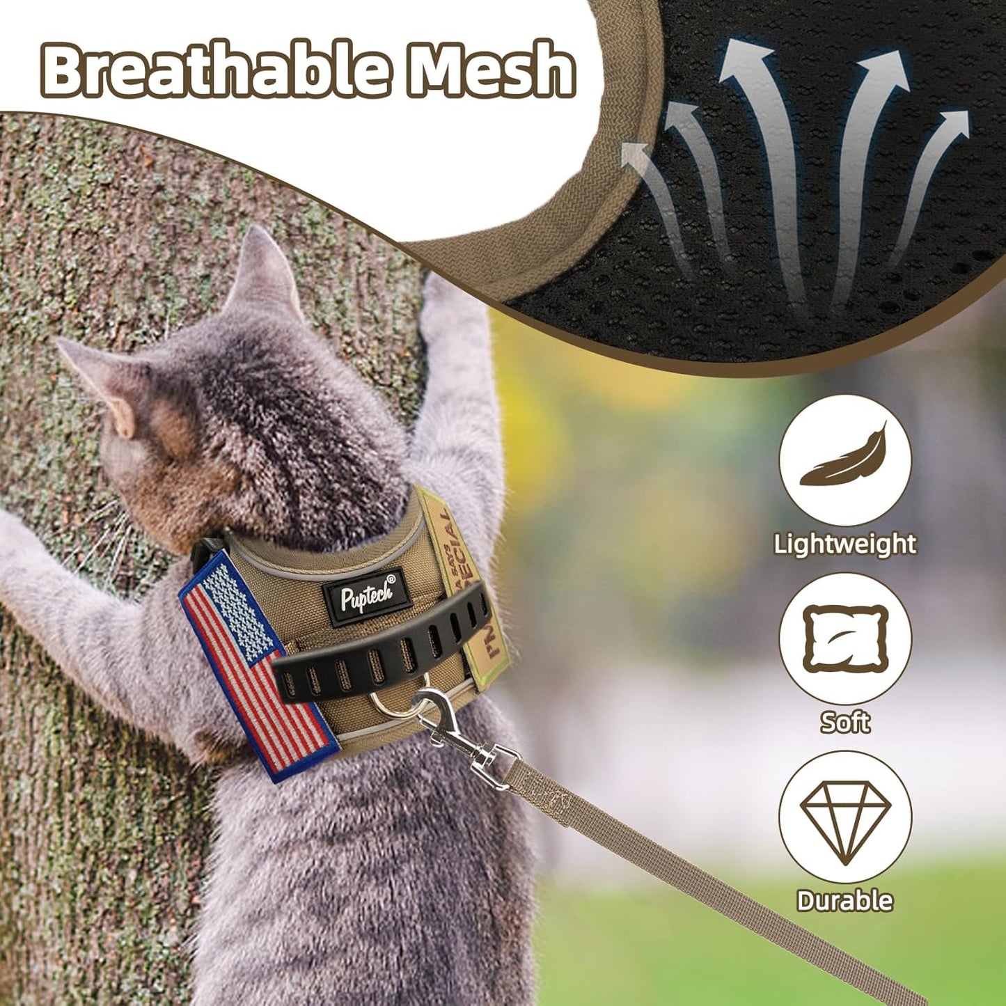 Cat Harness and Leash Set, Escape Proof Adjustable Pet Vest Harness, Reflective Breahtbale Easy Control, for Cats Small Dogs Puppies Kitten Walking and Travel, Yellow M