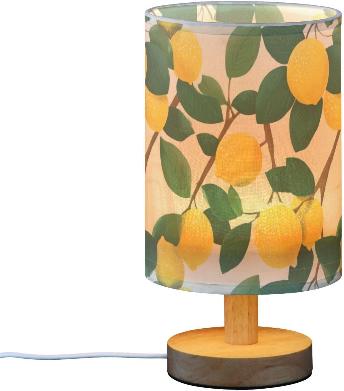 Bedside Table Lamp Lemon Yellow Citrus Fruits (90) Kids Nightstand Lamp Night Light Fabric Shade for Bedroom Living Room Home Office