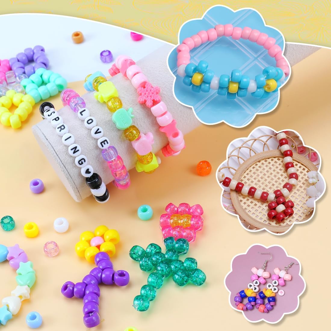 Glitter Pony Beads(1000pcs Dark Yellow Glitter), Beads for Jewelry Making, Beading Supplies, Arts & Crafts Materials for Jewelry Making.