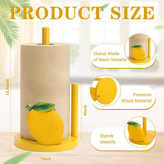 Lemon Paper Towel Holder 3D Lemon Kitchen Decor Countertop Toilet Paper Towel Stand 12.5 Inch Yellow Resin Decorative Funny Housewarming Gifts for Women Farmhouse, Home Decor