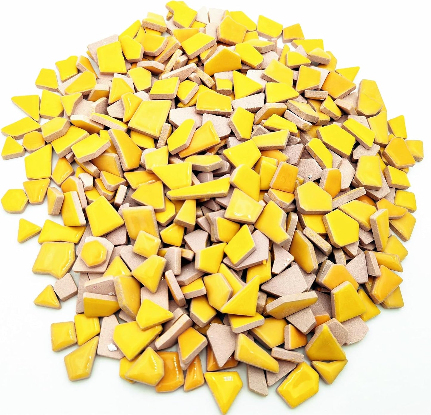 1.1LB Irregular Ceramics Mosaic Tiles, Mosaic Pieces Stones for DIY Mosaic Making Craft Hobby Arts Home Wall Decoration (Yellow)