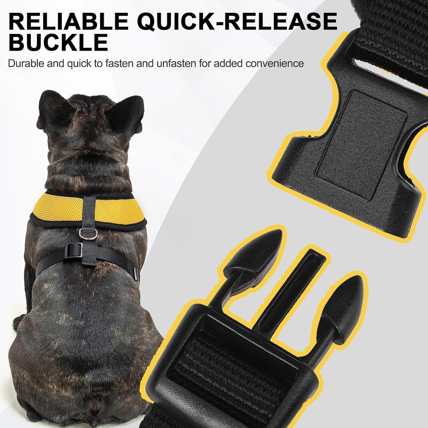 Small Dog Harness, No Pull Step-in Puppy Pet Vest, Yellow | Soft Light Breathable Air Mesh Puppy Harnesses, Easy on,Adjustable for Dogs and Cats,Easy Walking,Running,Training,Medium