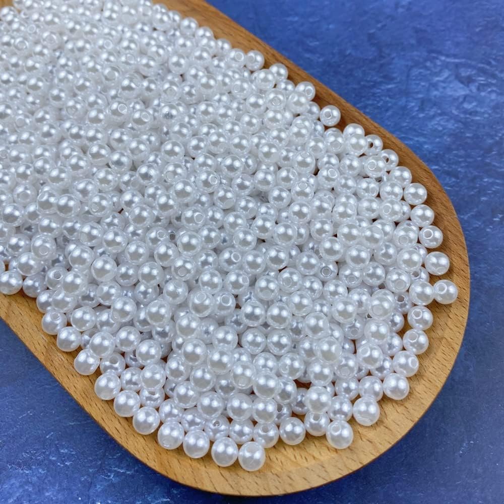 1000 Pcs Pearl Craft Beads - Loose Pearls, 6mm Round Spacer Beads for Earring, Bracelet, Necklace, Key Chains, Jewelry DIY Craft Making, Decoration and Vase Filler (6mm, Gold Yellow)