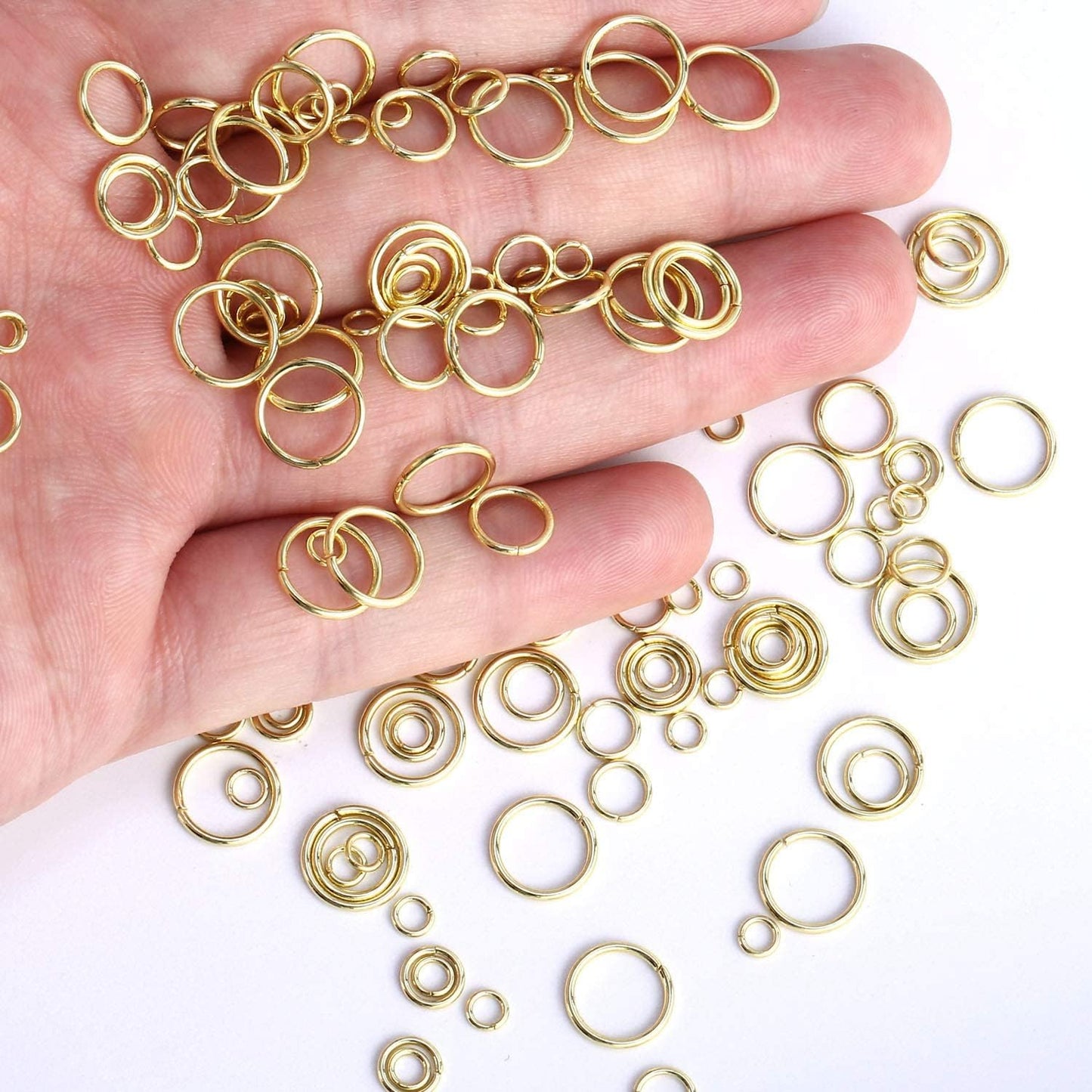 14k Gold Plated Jump Rings 900PCS 4/6/8/10 mm Gold Jump Rings Strong Open Ring Bulk for Necklace Bracelet Earrings Jewelry Making | 4/6/8/10 MM Gold Jump Rings Brass Sturdy Open Jump Ring for Necklace Bracelet Jewelry Making(100 PCS)