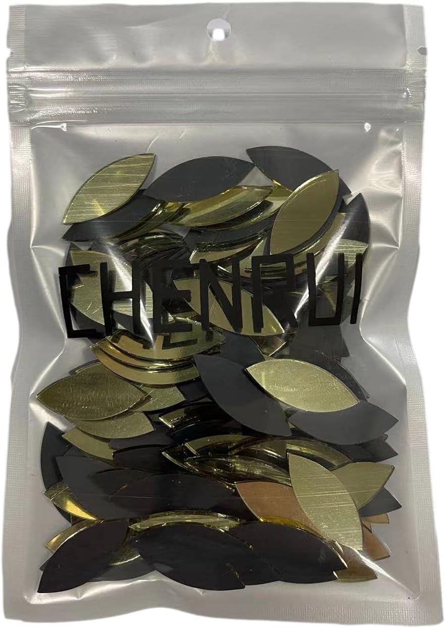 CHENRUI150pcs Petal Shaped Mirror Mosaic Tile Craft Mirrors (Yellow Gold)