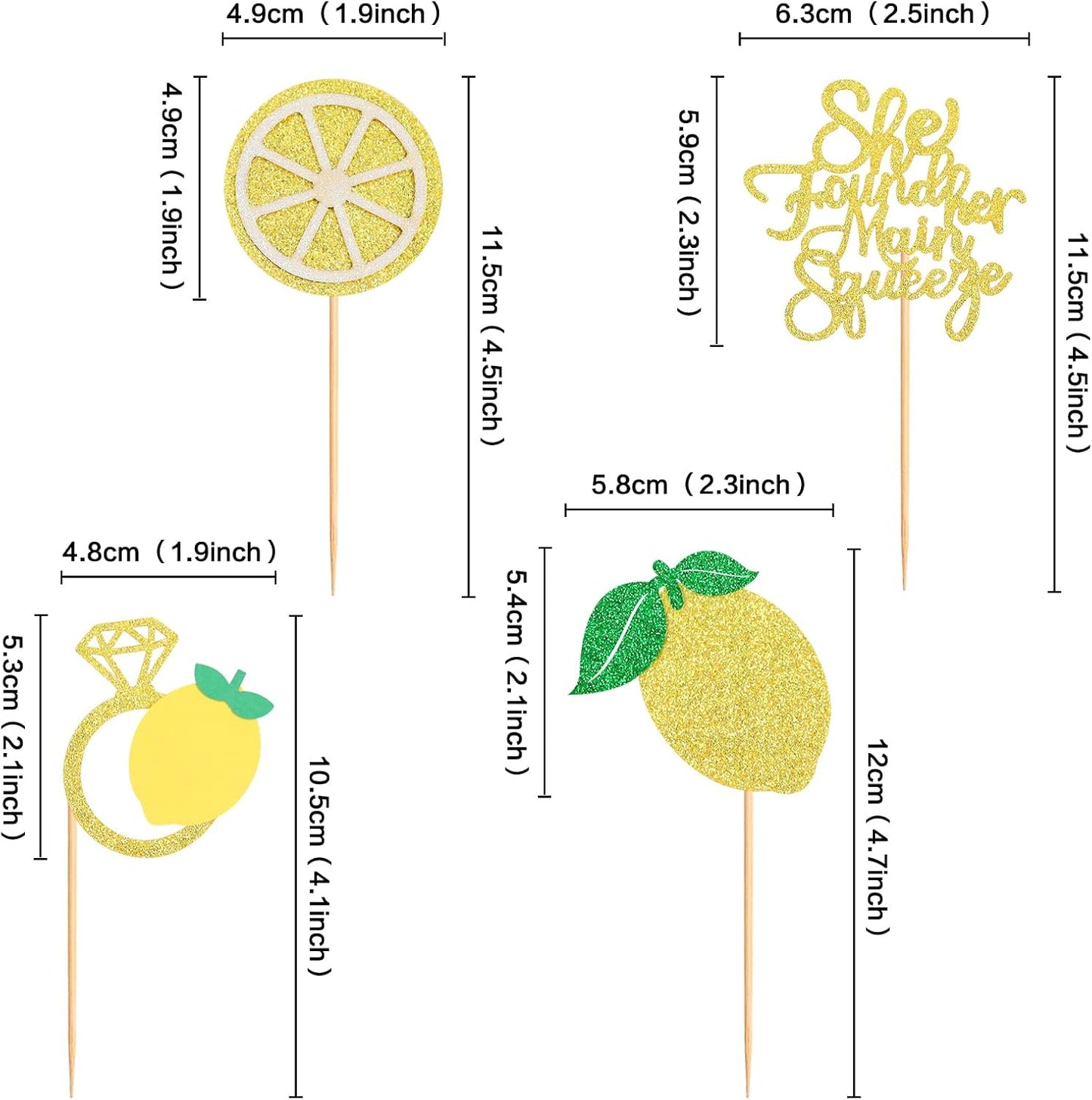 24Pcs Lemon Cupcake Toppers She found her Main Squeeze Cupcake Picks for Fruit Lemon Bridal Shower Engagament Proposal Party Wedding Cupcake Cake Decorations