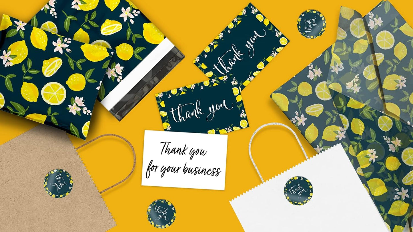 (50 Count of Large 4x6 Lemons Thank You Insert Cards Without Envelopes For Your Small Online Business - Displays Customer Appreciation - Great For Baby Showers and Weddings