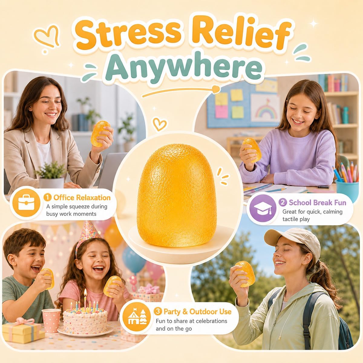 Gumdrop Squishy Toys,38% Large Than Standard Gumdrop Squishy Fidget | Non-Sticky Stress Ball for Kid Adult with Autism,No Odor Sensory Squeeze Fidget for Anxiety Relief,Easy to Clean with Water